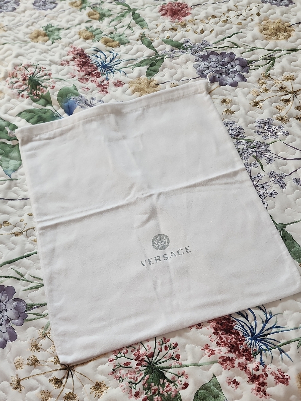 Versace White Dust Bag with Silver Medusa Logo